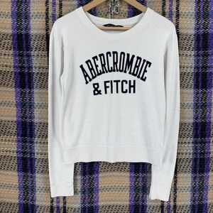 Abercrombie & Fitch Womens XS White Crewneck Long Sleeve Casual Top Shirt